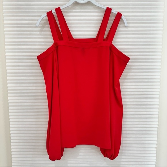 BCBGMaxazria Weiss Cold Shoulder Peasant Blouse Top in Red Berry Size XS - Picture 10 of 13